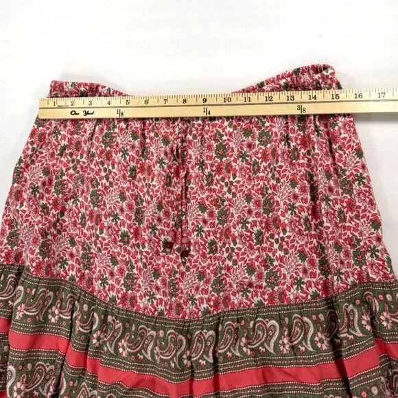 Vintage Boho Hippie Tiered Paisley Maxi Midi Skirt Size Medium - Picture 3 of 3